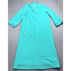 Vintage JC Penny Robe Medium‎ Blue Green Embroidered Lounge Long Gown